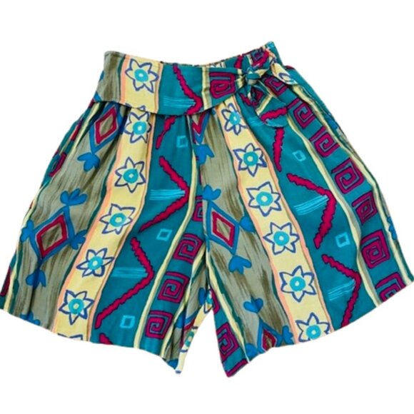 Neiman Marcus Pants - Vintage 80's Neiman Marcus Abstract Safari Style Flowy Shorts Small